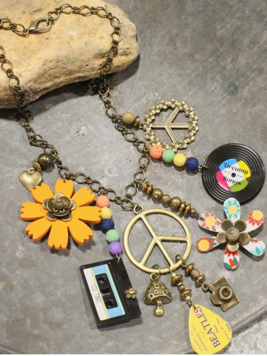 GROOVY Collection – PEDDLER GIRLS JEWELRY 🎉 BOHO SPIN THE RECORD GROOVY BEATLES CHARM’D NECKLACE